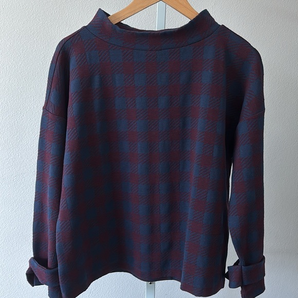 Ann Taylor Top Sz Large Plaid Mock Neck NWT Corpcore Office Chic Business Casual - Picture 2 of 12